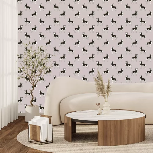 Fotobehang Minimalistisch hondenmotief in zwart-wit