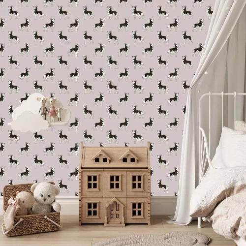 Fotobehang Minimalistisch hondenmotief in zwart-wit