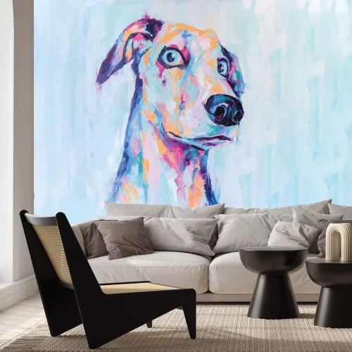 Fotobehang Een schilderachtig portret van een hond in een expressieve versie