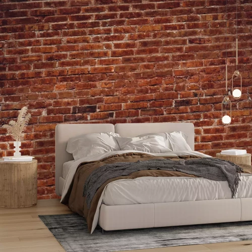 Fotobehang Rode bakstenen muur
