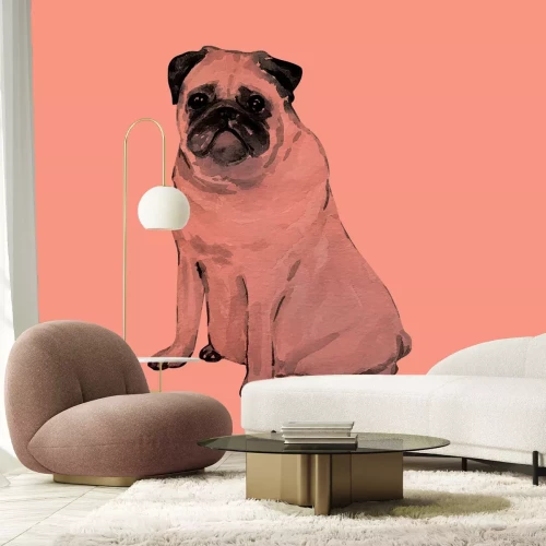 Fotobehang Een mopshond in een schilderstijl