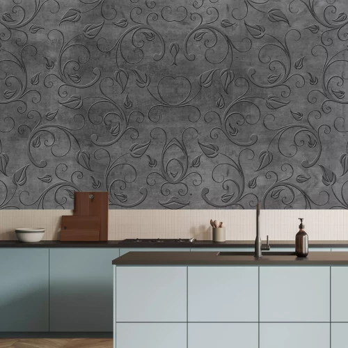 Fotobehang Planttextuur in grijs