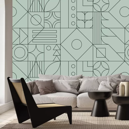 Fotobehang Zwarte lijnen in moderne vormen