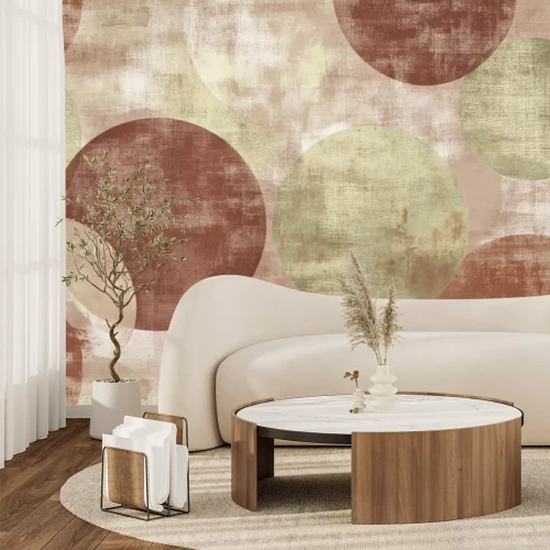 Fotobehang Cirkels in tinten bruin en groen