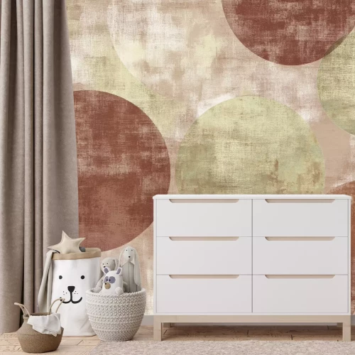 Fotobehang Cirkels in tinten bruin en groen