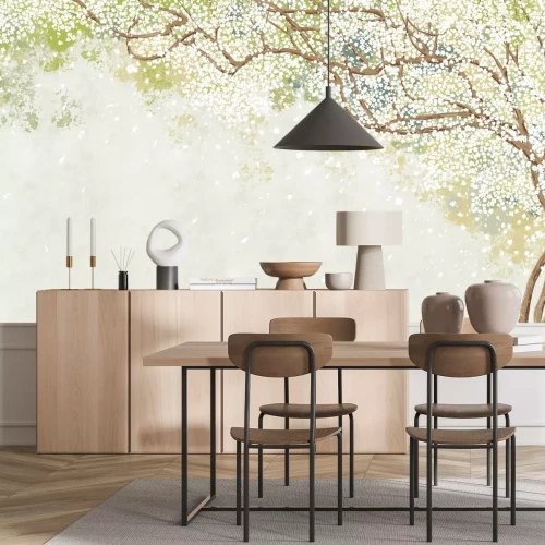 Fotobehang Een bloeiende boom met witte bloemen