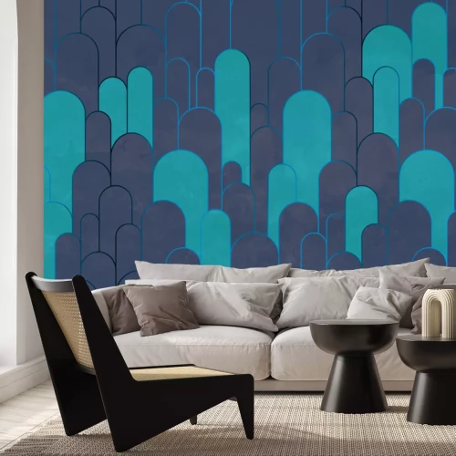 Fotobehang Oranje en beige bogen met goud