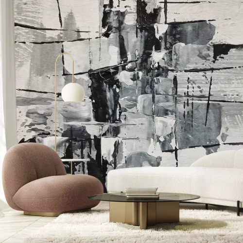 Fotobehang Geschilderde muur in zwart en wit