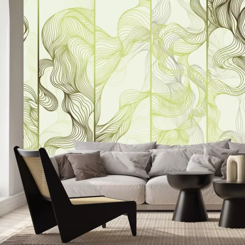 Fotobehang Goudbruine golven op een lichtgekleurde achtergrond