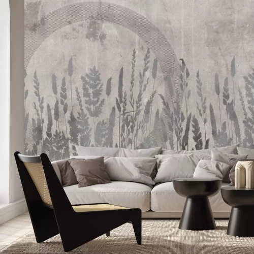 Fotobehang Abstract weidelandschap in schilderachtige stijl