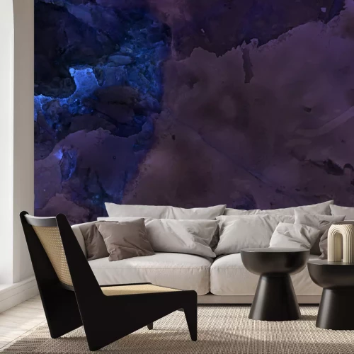 Fotobehang Grijze steen met delicate gouden decoratie