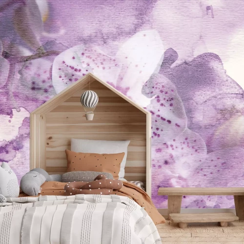 Fotobehang Aquarelcompositie van roze orchideeën