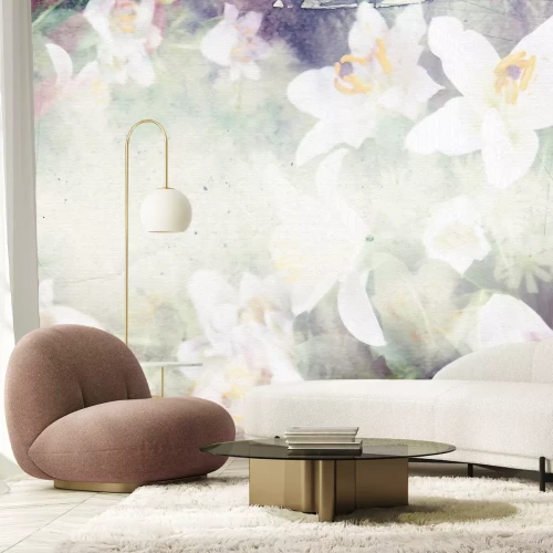 Fotobehang Abstracte compositie met bloemen