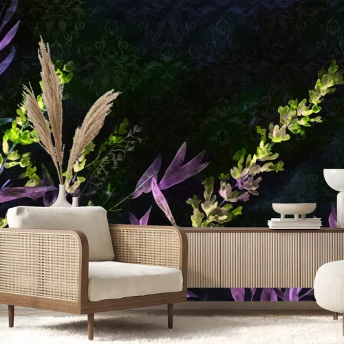 Fotobehang Lavendel op een decoratieve achtergrond