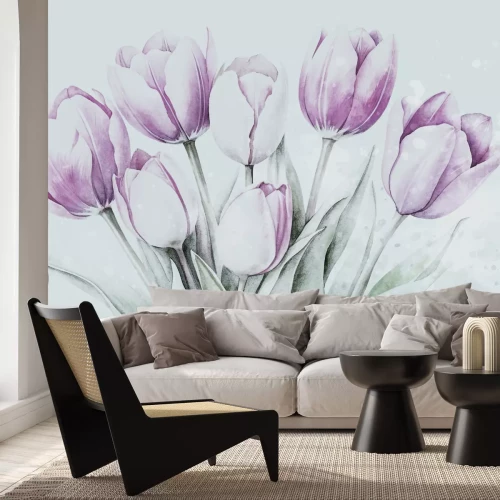 Fotobehang Shabby chic tulpen