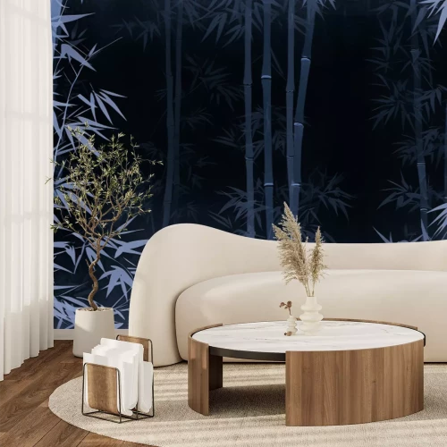 Fotobehang Aziatisch bamboebos in beige kleuren