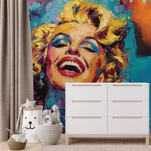 Fotobehang Een schilderachtig portret van een glimlachende Marilyn Monroe