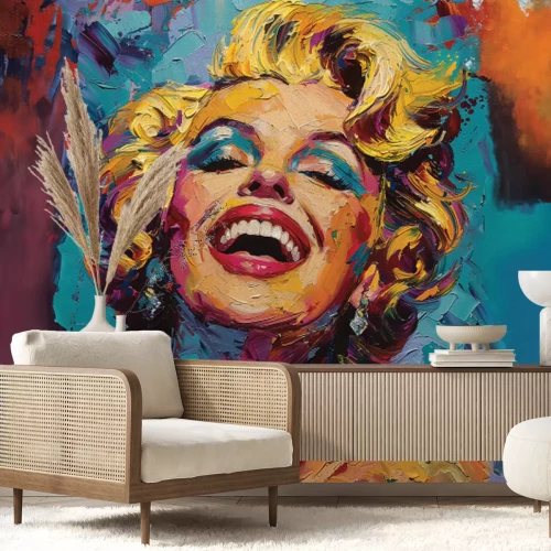Fotobehang Een schilderachtig portret van een glimlachende Marilyn Monroe
