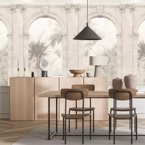 Fotobehang Decoratieve bogen tussen tropische vegetatie