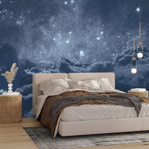 Fotobehang Wolken tegen de sterrenhemel