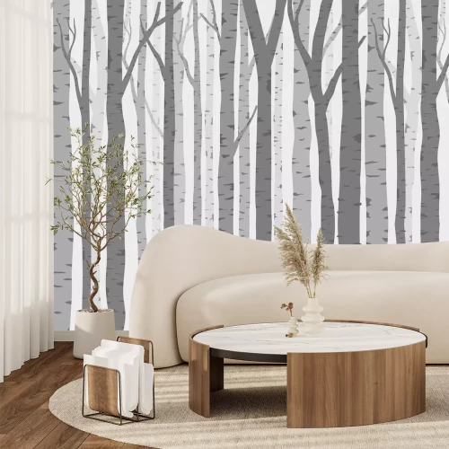 Fotobehang Bomen in verschillende grijstinten