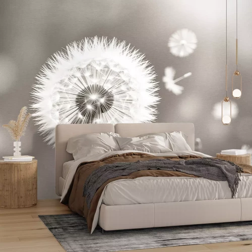 Fotobehang Paardenbloem op een wazige achtergrond, botanisch patroon met paardenbloemen