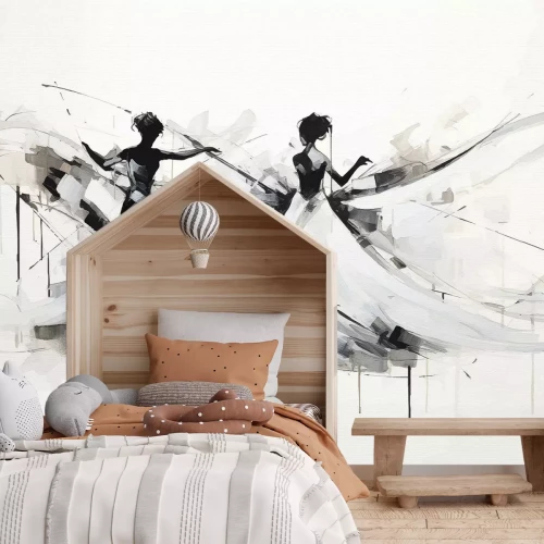 Fotobehang Dansers in jurken beschilderd met waterverf