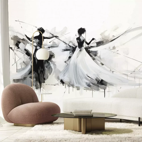 Fotobehang Dansers in jurken beschilderd met waterverf