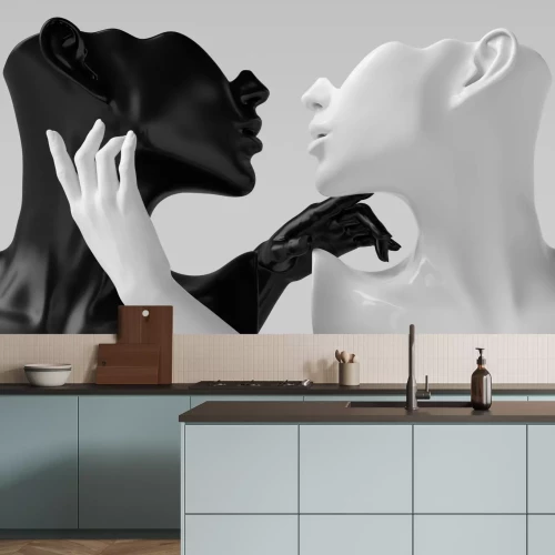 Fotobehang Liefde voor twee personages in zwart-wit abstract contrast