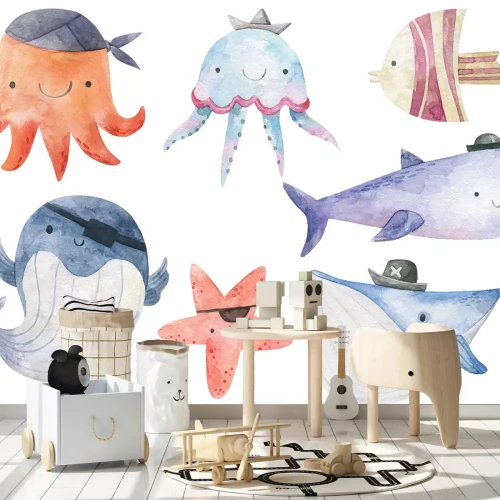 Sticker Zeedieren in aquarelstijl voor kinderen