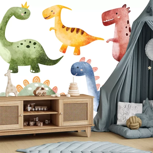 Sticker Kleurrijke dinosaurussen in aquarelstijl