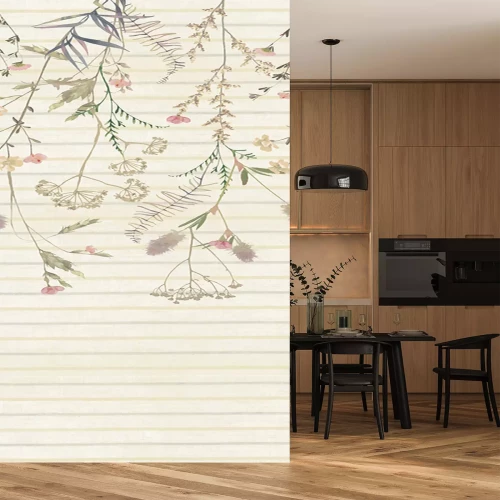 Sticker Wilde bloemen op een gestreepte achtergrond