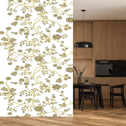 Sticker Bloemen en bladeren op kronkelende stengels