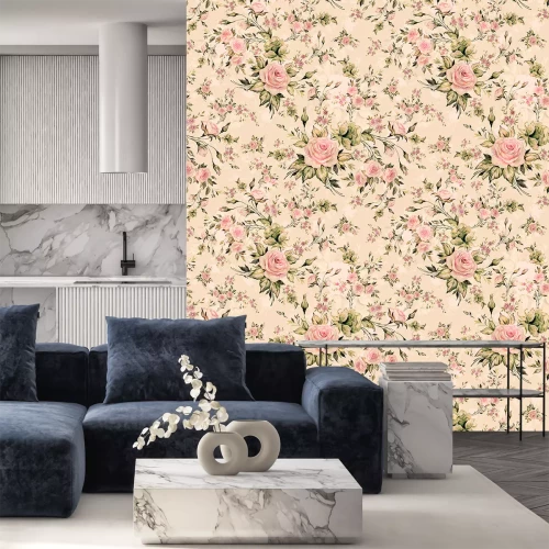 Sticker Bloemenmotief in vintage-stijl