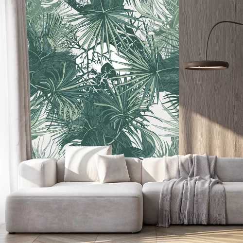 Sticker Dichte tropische vegetatie in groentinten