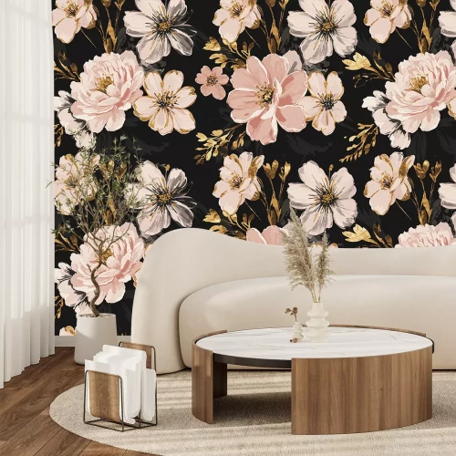 Sticker Bloemenpatroon op donkere achtergrond