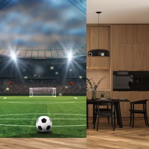 Sticker Bal op het gras van een voetbalstadion