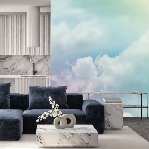 Sticker Kleurige wolken in tinten roze blauw en groen