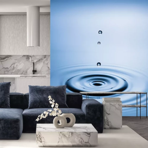 Sticker Waterdruppels die op het wateroppervlak vallen