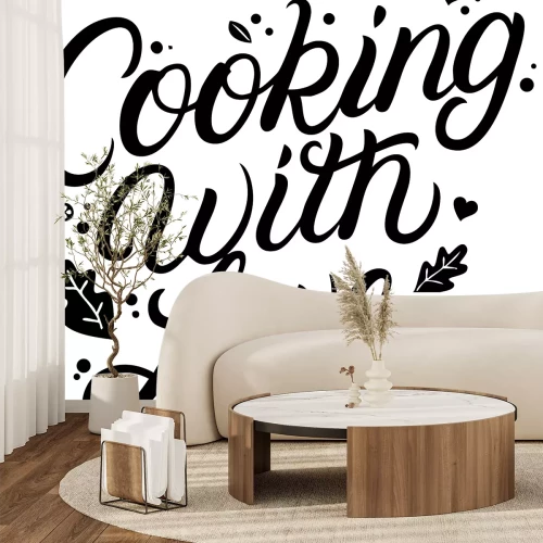 Sticker Gestileerde tekst Cooking With Love