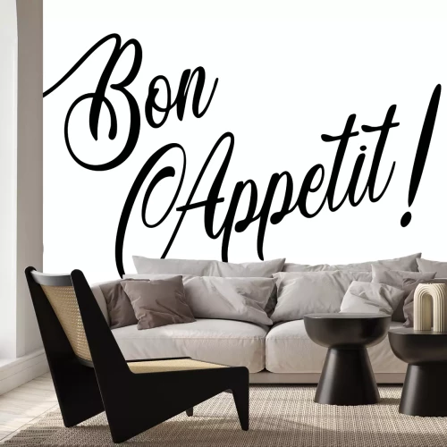 Sticker Tekst Bon Appétit op een witte achtergrond