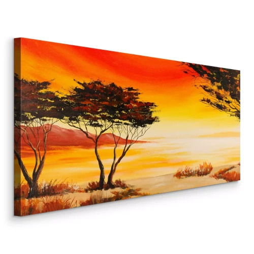 Canvas Afrikaans landschap in warme kleuren