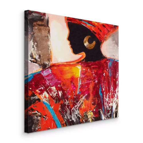 Canvas Profiel van een vrouw in expressieve kleuren