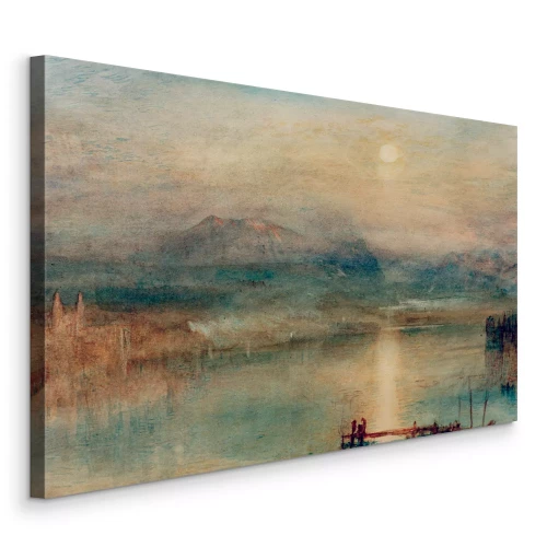 Canvas Een kalm meer in de gloed van de ondergaande zon