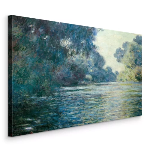 Canvas Een schilderachtig landschap van een rivier omgeven door weelderige groene bomen