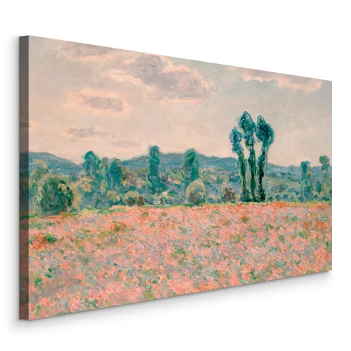 Canvas Rode klaprozen in een natuurlijk berglandschap