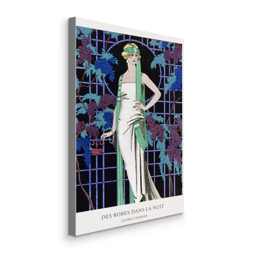 Canvas Een subtiel portret van een vrouw in een wereld van bloemen en bladeren