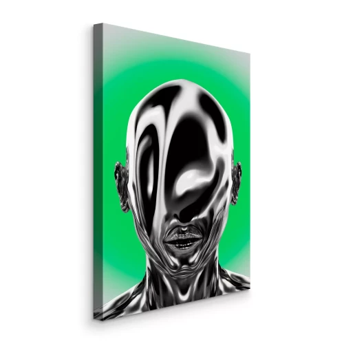 Canvas Metalen kop met een vloeibaar oppervlak