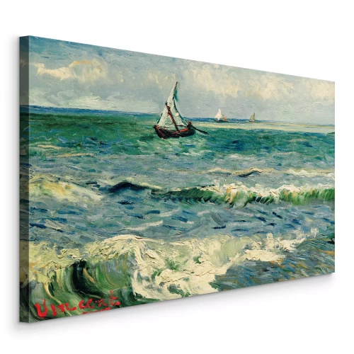 Canvas Boten op een rusteloze zee
