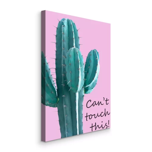 Canvas Een cactus met een grappig opschrift op een roze achtergrond